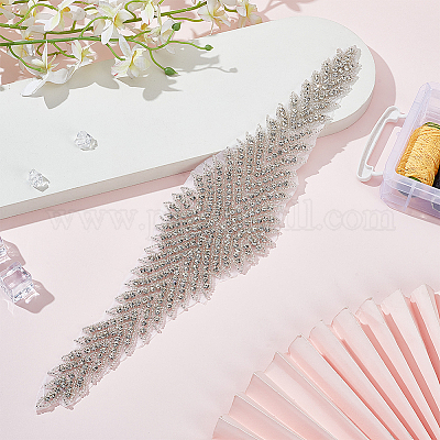 Ткань из бисера Hotfit со стразами&nbsp;DIY-WH0666-002B-1