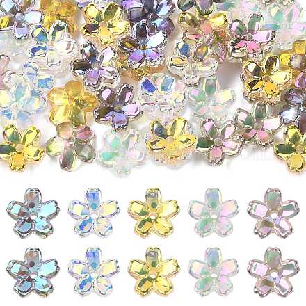 70 шт. 5-цветные прозрачные гальванические стеклянные колпачки для бусин EGLA-FS0001-55-1