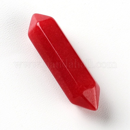 Граненый без отверстия натуральный окрашенный белый нефрит с двойными концами&nbsp;LS-G-WH0016-04B-1