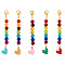 5Pcs 5 Colors Alloy Enamel Heart Pendant Decorations, with Chakra Natural Gemstone Round Bead and Alloy Lobster Claw Clasps, Mixed Color, 100mm, 1pc/color