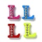 Spray Painted Zinc Alloy Slide Charms,with Crystal Rhinestone, Letter Slide Charms, Mixed Color, Letter.L, 11.5~13mm