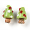 Handmade Lampwork Bumpy Beads, Christmas Tree Charms, Green Yellow, 17.5~20x11~14.5mm, Hole: 1~1.6mm