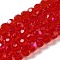 Electroplate Transparent Glass Beads Strands, Faceted, Round, Rainbow Plated, Red, 6mm, Hole: 1mm, about 98~100pcs/strand, 20.39~20.59 inch(51.8~52.3cm)