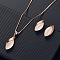 Horse Eye Alloy & Cat Eye Pendant Necklaces & Stud Earrings Sets, Rose Gold, White, 400mm