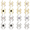 16Pcs 8 Styles Glass Spider Pendant, with Light Gold Alloy Findings, Mixed Color, 25.5x17x4.5mm, Hole: 1.6mm, 2pcs/style