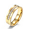 304 Stainless Steel Micro Pave Cubic Zirconia Finger Rings, Golden, US Size 7(17.3mm)