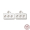 925 Sterling Silver Chandelier Component Links, 4-Loop Rectangle Connector, Silver, 4.3x5.5x0.6mm, Hole: 1mm