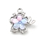 Alloy Acrylic Pendants, Flower with Butterfly, Platinum, 17x17x5mm, Hole: 1.6mm