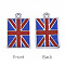 Alloy Enamel Pendants, Platinum, Double-Sided, Union Jack, FireBrick, 29x18x2mm, Hole: 2mm