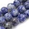 Natural Brazil Blue Spot Jasper Beads Strands, Round, 8mm, Hole: 1mm, about 45~48pcs/strand, 15 inch