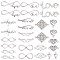 84Pcs 14 Styles Tibetan Style Alloy Connector Charms, Infinity & Wing & Heart, Mixed Shapes, Antique Silver, 12~33x8~40x1~3mm, Hole: 1.5~11.5mm, 6pcs/style