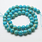 Round Dyed Imperial Jasper Beads Strands, Cyan, 6mm, Hole: 1mm, about 65pcs/strand, 15.5 inch