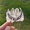 Electroplated Natural Quartz Crystal Hair Combs, Hair Accessories for Women Girls, Moon, Clear, 58x38mm