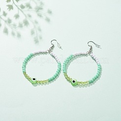 Серьги-подвески с большим кольцом из смолы и акриловыми бусинами&nbsp;EJEW-JE04999-04