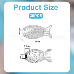 30 шт. бусины из нержавеющей стали марки 304&nbsp;STAS-UN0064-04