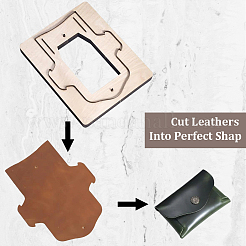 Прямоугольный деревянный и стальной футляр для карточек из кожи для высечки&nbsp;DIY-WH20055-016B