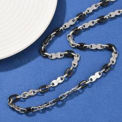 Женские ожерелья из цепочек с крестиками и овальными звеньями из нержавеющей стали 201&nbsp;NJEW-B143-02EBP