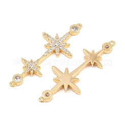 Шармы-соединители из латуни с микропаве из прозрачного кубического циркония&nbsp;KK-H538-13G