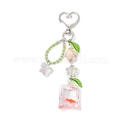 Сумка из смоляной золотой рыбки и подвеска в виде черепахи из синтетической бирюзы&nbsp;HJEW-JM03054