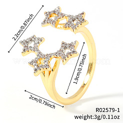 Элегантные полые звездочки латунные манжеты с микропаве из кубического циркония для женщин&nbsp;SM3654-1