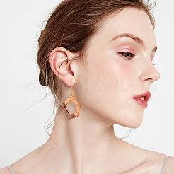 Наборы для самостоятельного изготовления деревянных сережек-подвесок из ореха&nbsp;DIY-OC0006-67