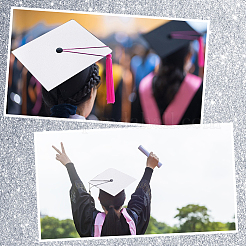 Квадратные наклейки на шапочку выпускника из блесток eva&nbsp;DIY-WH20053-05B