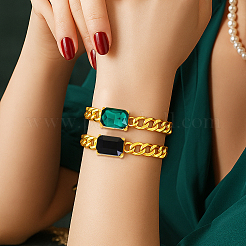 3шт 3-х цветные прямоугольные браслеты со стразами&nbsp;BJEW-HY0001-27