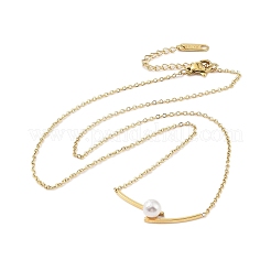 Ожерелья с подвеской в виде круглого шарика из нержавеющей стали 304 и искусственного жемчуга ABS&nbsp;NJEW-N055-07G