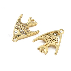 Подвески-коннекторы с морскими животными из латуни с микропаве из прозрачного кубического циркония&nbsp;KK-P325-01G