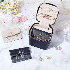Портативные коробки для хранения ювелирных изделий из искусственной кожи на молнии с 4 вставным мешком&nbsp;CON-WH0202-001A