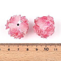 Бусины из полимерной глины со стразами и рельефными смоляными розами&nbsp;RESI-T059-04G