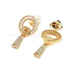 Серьги-гвоздики из латуни с микропаве из прозрачного кубического циркония&nbsp;KK-S379-29G