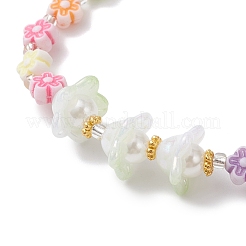 Браслеты-растяжки из искусственного жемчуга с цветочным рисунком из акрила и АБС-пластика для женщин&nbsp;BJEW-JB12908