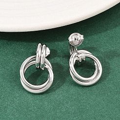 Серьги-гвоздики с закрученным кольцом из нержавеющей стали 304&nbsp;EJEW-P324-05P