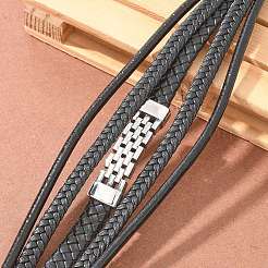 Плетеные браслеты из микрофибры и кожи BJEW-Q010-06A