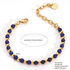 Женские браслеты из натурального лазурита в богемном стиле с круглыми бусинами&nbsp;JU9810-3