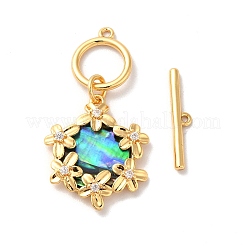 Латунные застежки-тоггл из прозрачного кубического циркония KK-M243-09G-02