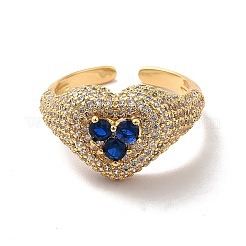 Открытое кольцо-манжета в форме сердца из кубического циркония&nbsp;RJEW-C041-04