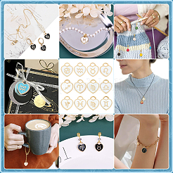 96шт 12 стиля светлые позолоченные подвески из сплава с эмалью&nbsp;ENAM-PH0003-14B