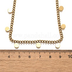 Ожерелья из витой цепочки из нержавеющей стали 304 с подвеской в виде диска&nbsp;NJEW-R023-04G