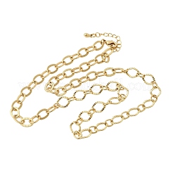 Ожерелья из текстурированной овальной цепочки из латуни толщиной 7 мм&nbsp;NJEW-L013-10G