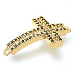 Подвески-коннекторы из латуни с черным паве и прозрачным кубическим цирконием&nbsp;LS-KK-M101-02I-G01