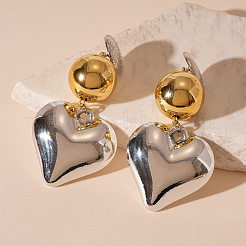 Серьги-гвоздики из акрилового сплава в форме сердца&nbsp;FS-WGAB050-01