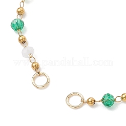 Изготовление браслета-цепочки ручной работы из нержавеющей стали 304 и граненых стеклянных бусин-ронделей&nbsp;AJEW-JB01476-01