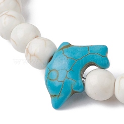 Эластичные браслеты из натурального говлита и синтетической бирюзы с бисером дельфина&nbsp;BJEW-JB09826-02