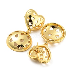 Латунные серьги-гвоздики с полым сердцем&nbsp;EJEW-Q785-15G