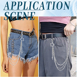 Ремни из сплава многослойные цепные для брюк&nbsp;AJEW-WH20018-134