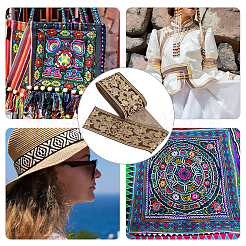 Этническая вышивка полиэстер плоские ленты&nbsp;OCOR-WH0058-98B