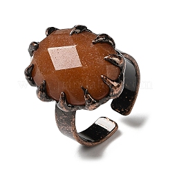 Овальные открытые кольца-манжеты из натуральных смешанных драгоценных камней&nbsp;RJEW-M155-03R