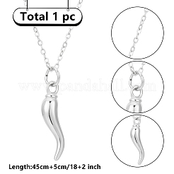 1 шт. 304 нержавеющая сталь рог изобилия/итальянский рог Корничелло подвеска кабель цепь ожерелья для женщин мужчин&nbsp;NJEW-LP0001-02